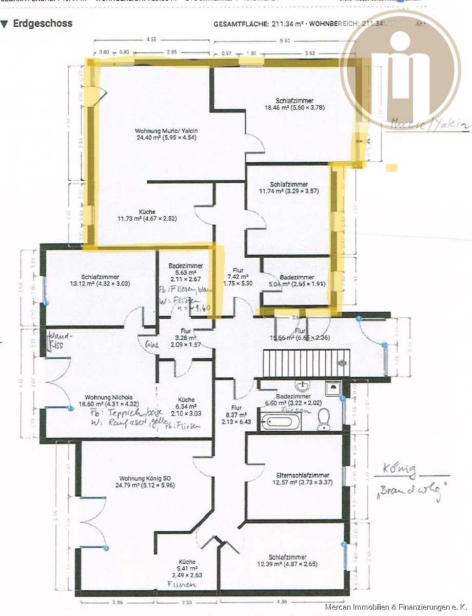 Grundriss markiert Erdgeschosswohnung Hameln
