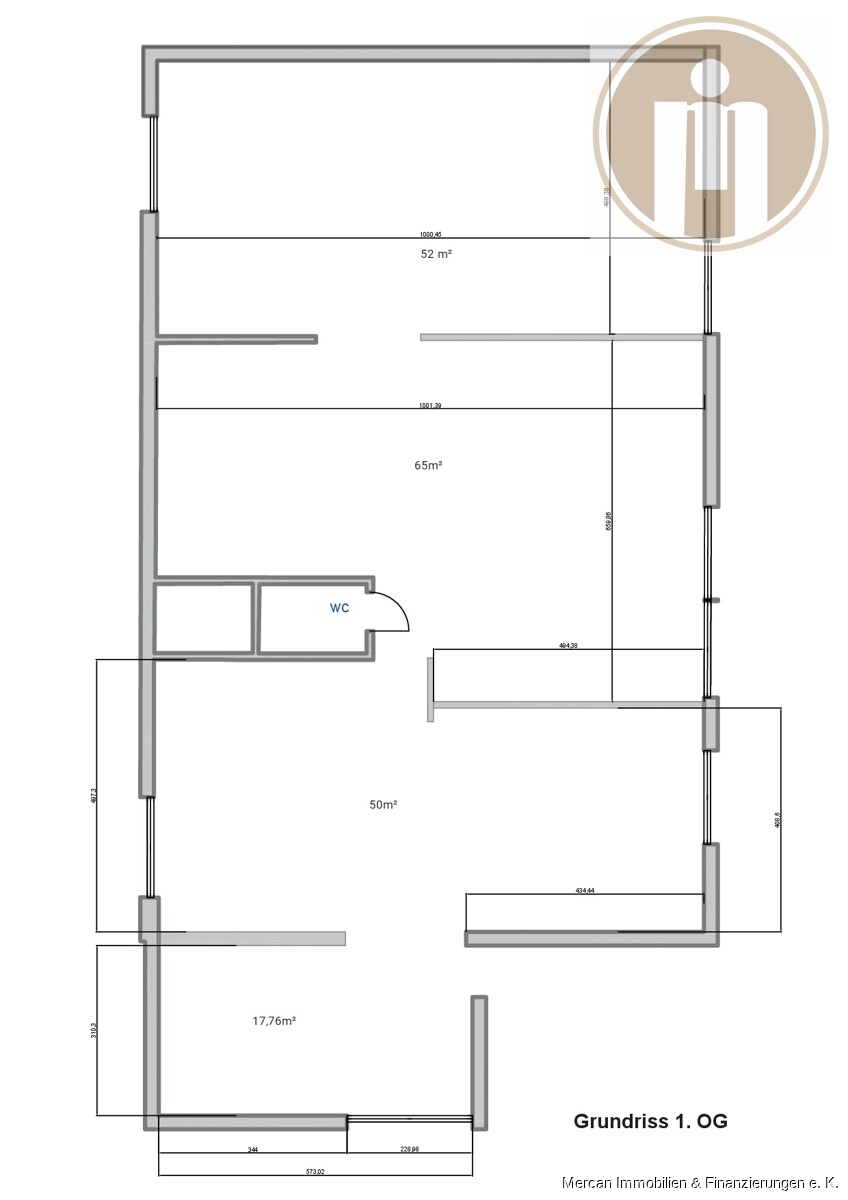 Grundrisse B�rogeb�ude 1. OG B�rofl�che Hannover